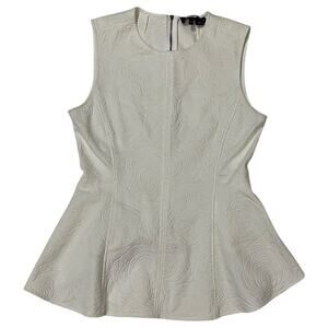 Theory Umero Breeze Knit Peplum Top - Ivory - Medium